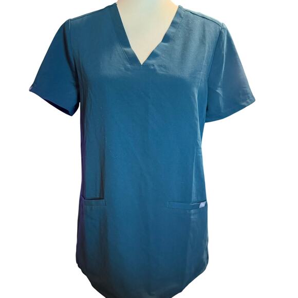 FIGS Casma Three Pocket Scrub Top, Teal, Size Small - Picture 1 of 5